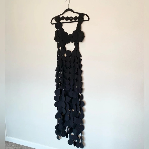 A.W.A.K.E. Mode Crepe Multi Circle Asymmetric Dress Black - Picture 16 of 16